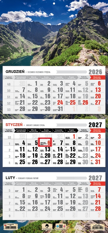 Kalendarz trójdzielny KT-2 Premium (wypukła główka) Pan Kalendarzyk